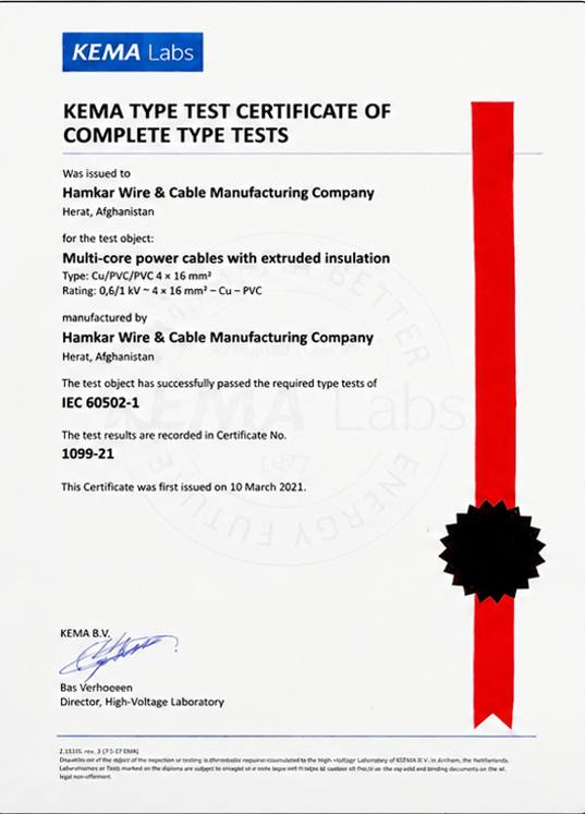 Midal Cables Test Report Certificate